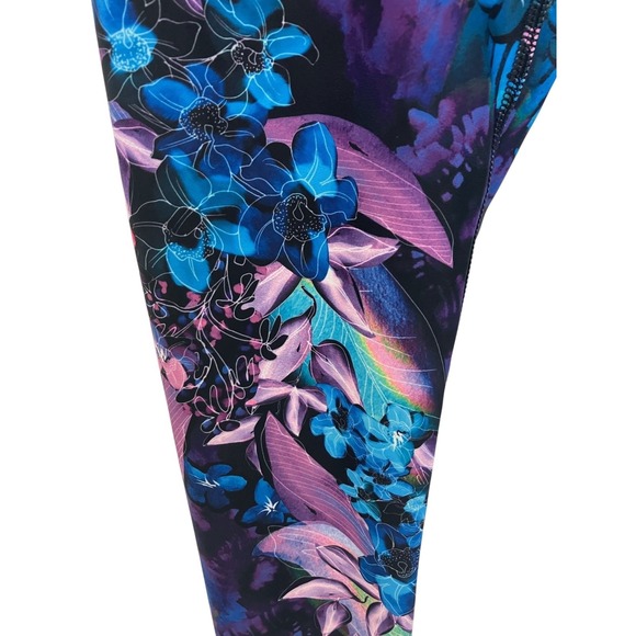 Women's Dharma Bums Blue Purple Floral Print Mid-Rise Leggings Size L NWT Yoga - Picture 6 of 14
